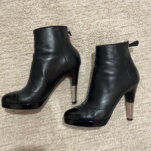 Chanel Leather Booties Black